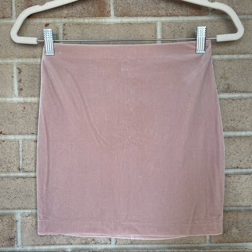 Express Blush Velvet Bodycon Mini Skirt